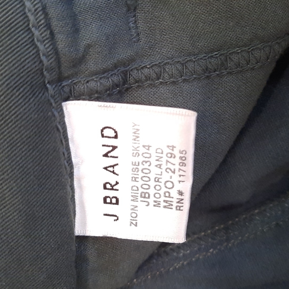 J Brand Forrest Green Velvet Flat Front Button Skinny Pants - Picture 6 of 6
